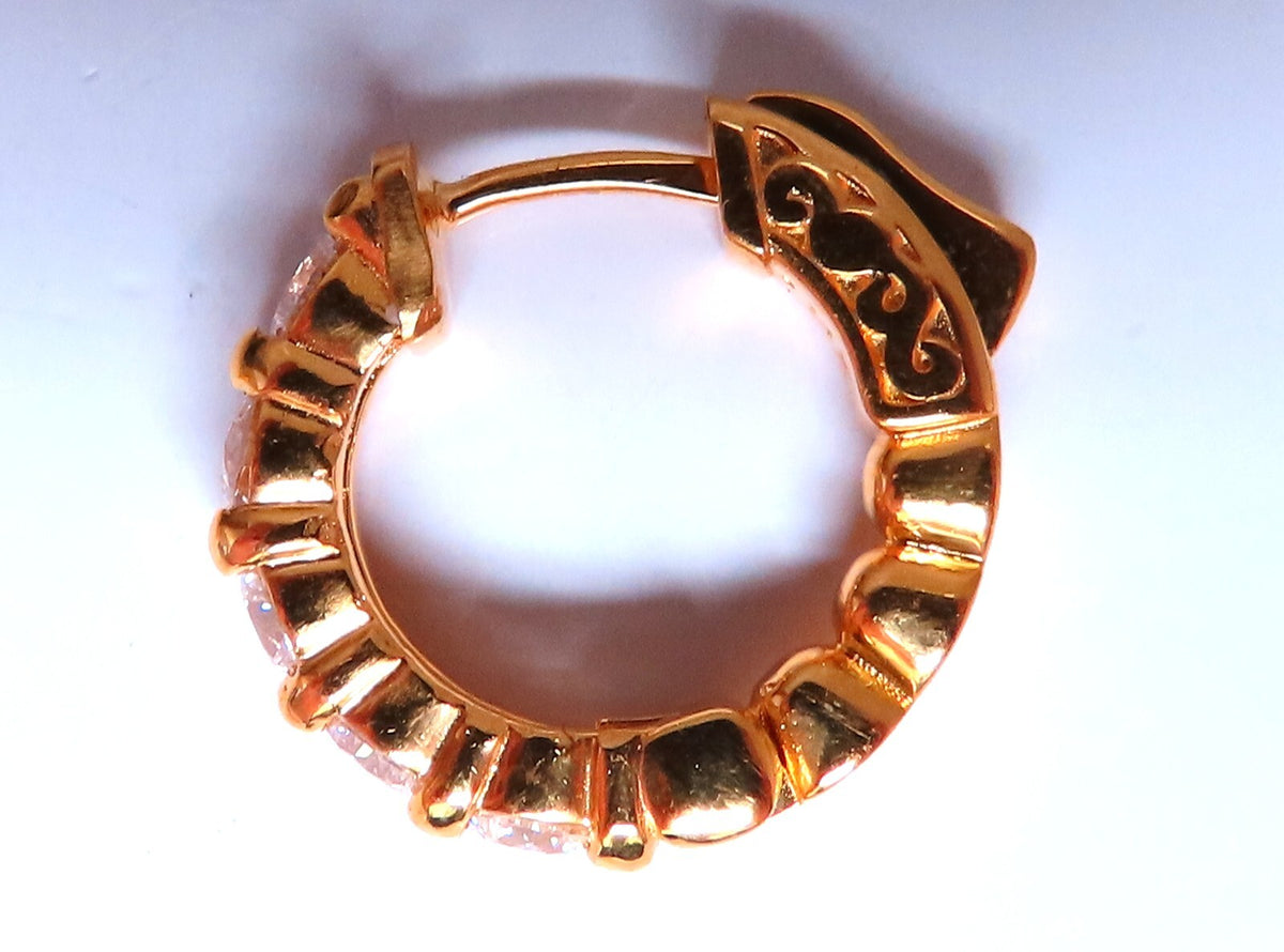 1.50ct Natural Round Diamond mini hoop earrings 14kt yellow gold Dime *v