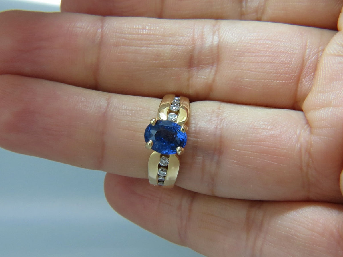 GIA Certified 2.66ct natural no heat sapphire diamond ring 14kt. unheated blue*v