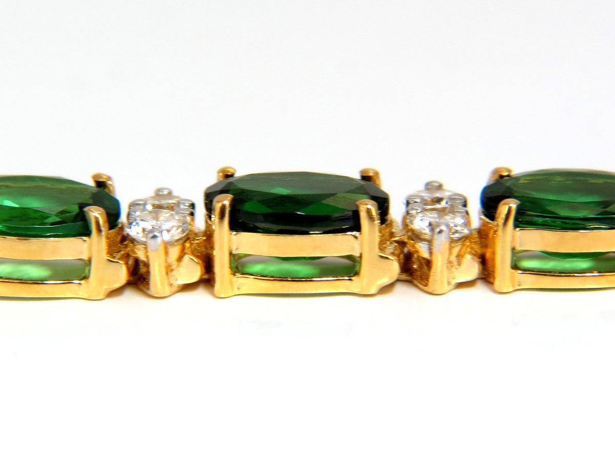 21.68CT NATURAL VIVID BRIGHT GREEN TSAVORITE DIAMONDS TENNIS BRACELET 14KT *v