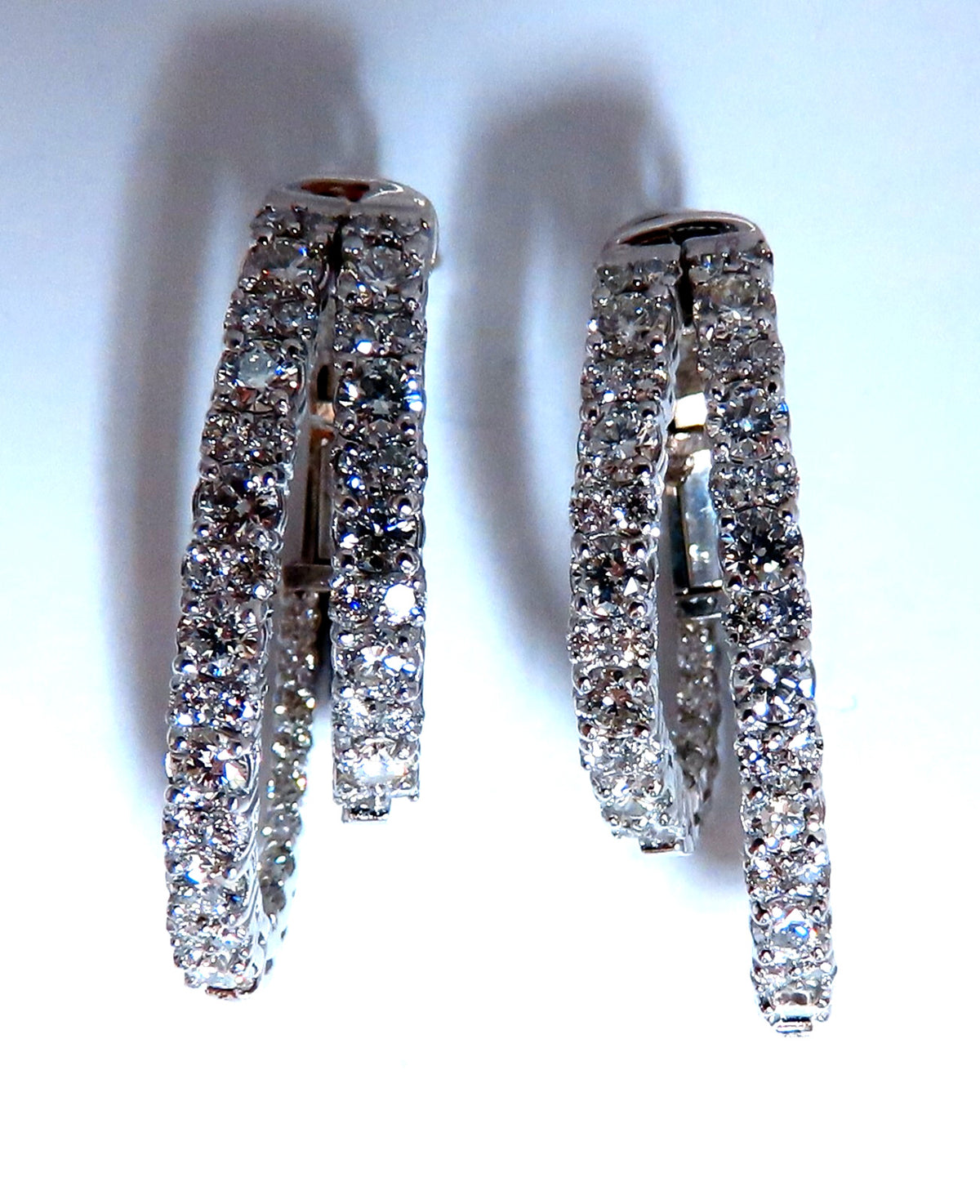 2.34ct Natural Double Hoop Diamond Earrings 14kt *v
