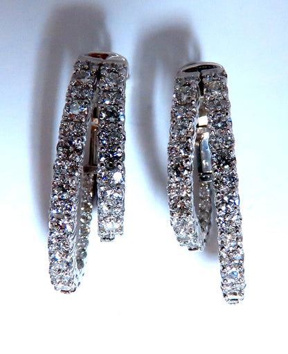 2.34ct Natural Double Hoop Diamond Earrings 14kt *v