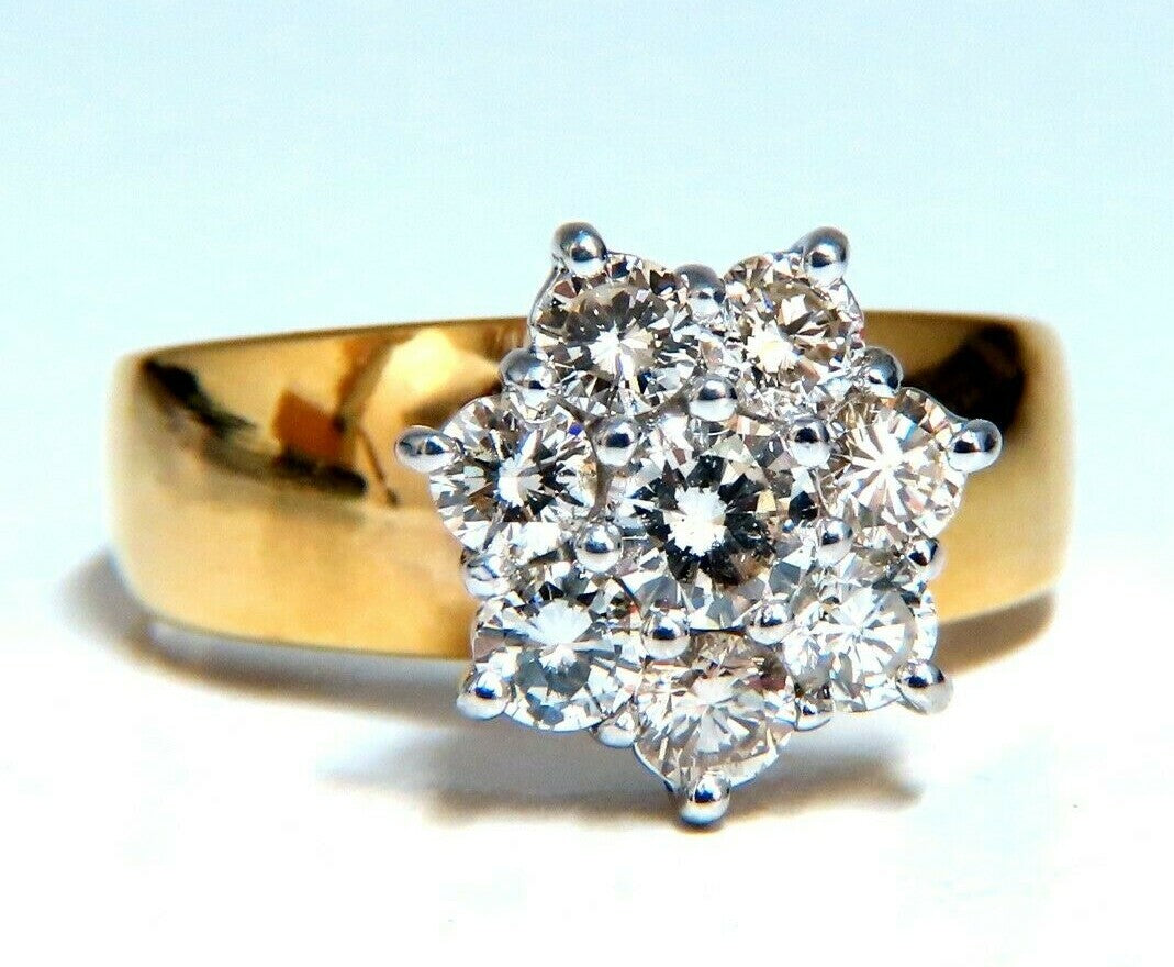 1.04ct Natural Diamonds Floating Cluster on Band Ring 14kt Vintage *v