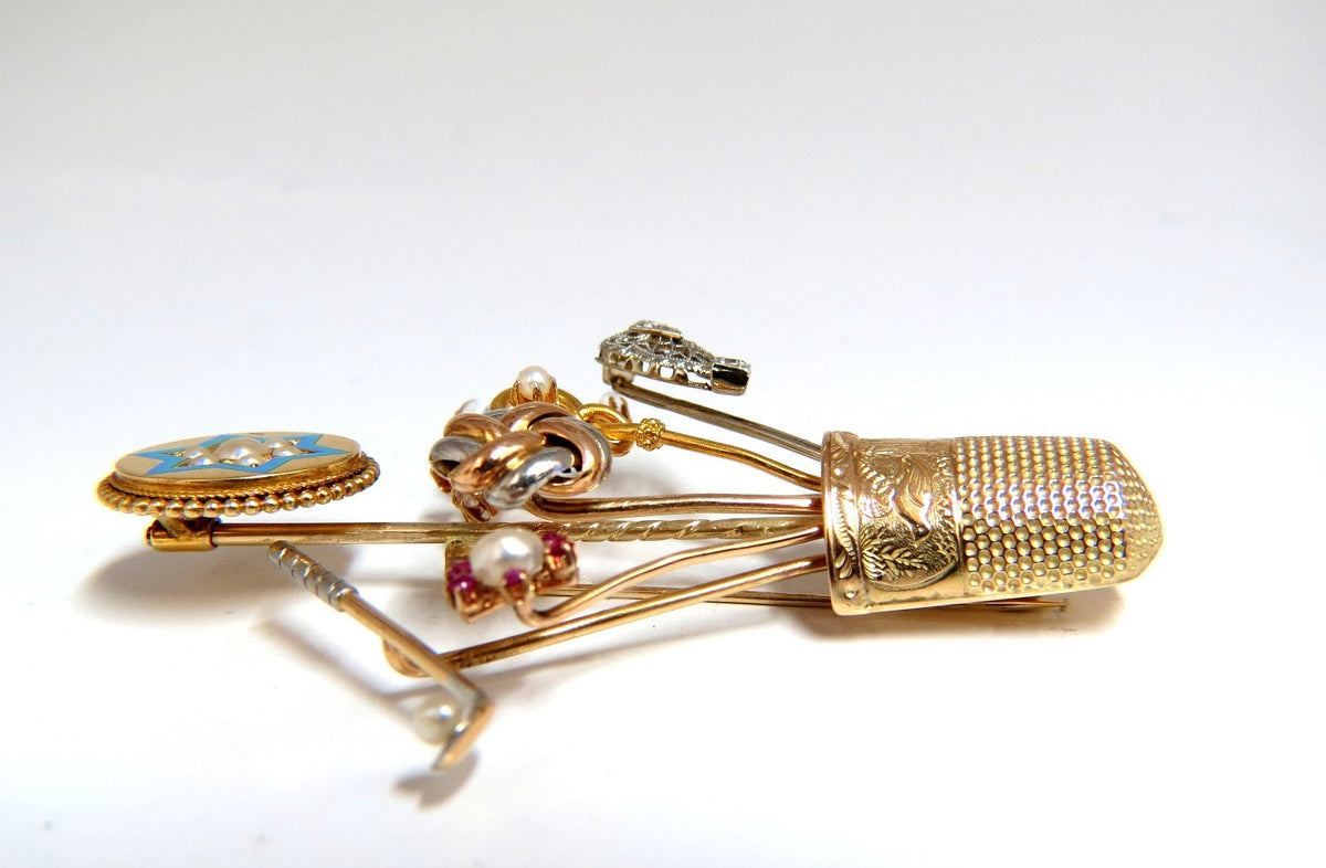 14kt Vintage Seamstress Thimble collection Pin *v