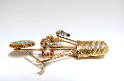 14kt Vintage Seamstress Thimble collection Pin *v