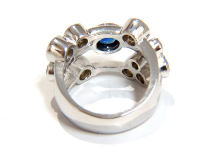 3.20ct NATURAL SAPPHIRE FANCY BROWN DIAMONDS RING 14KT STATION FLUSH DECO *v