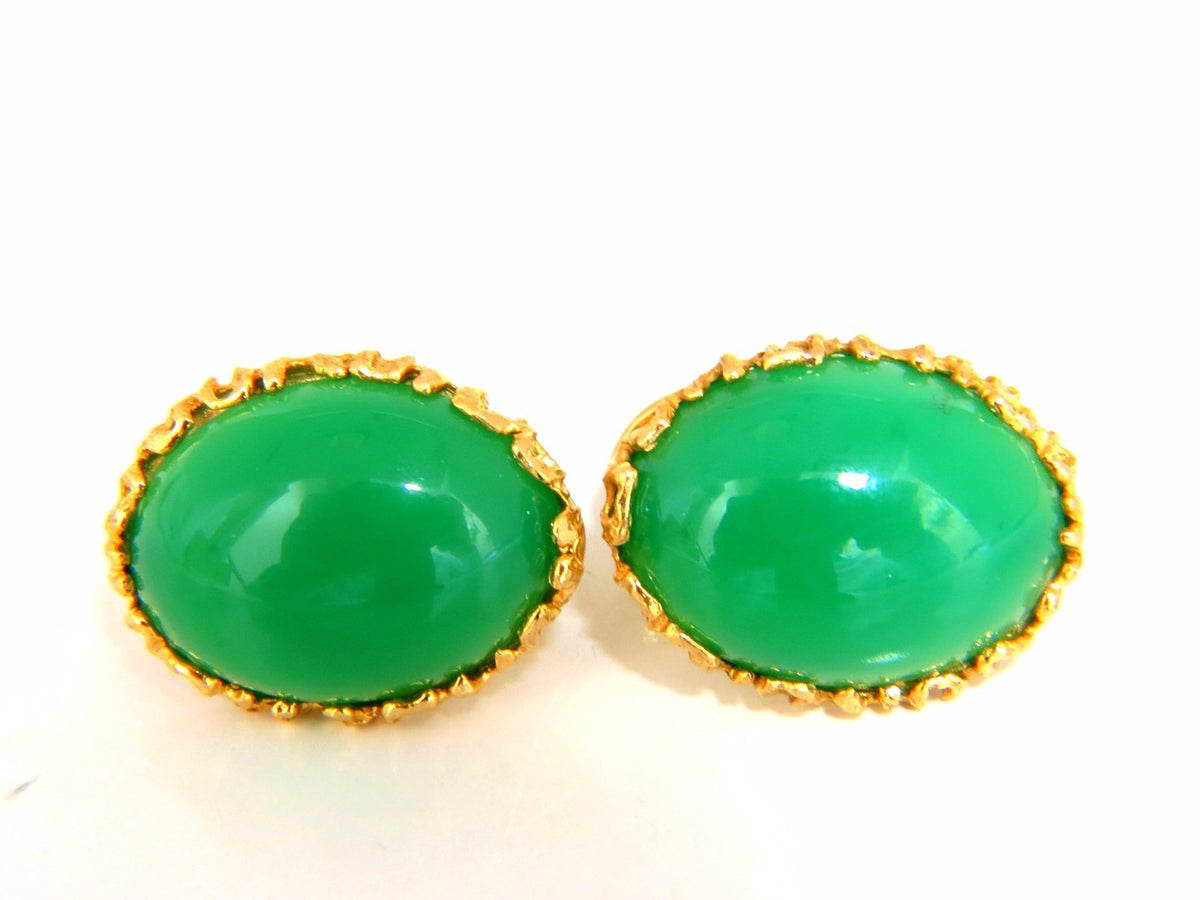 24ct Green Stone Earring Clips 14kt gold *v