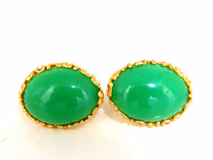 24ct Green Stone Earring Clips 14kt gold *v
