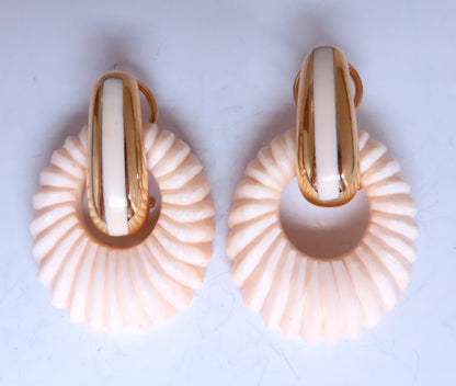 Interchangeable Onyx Moonstone Coral Gold Dangle Earrings 18kt 12632 *v