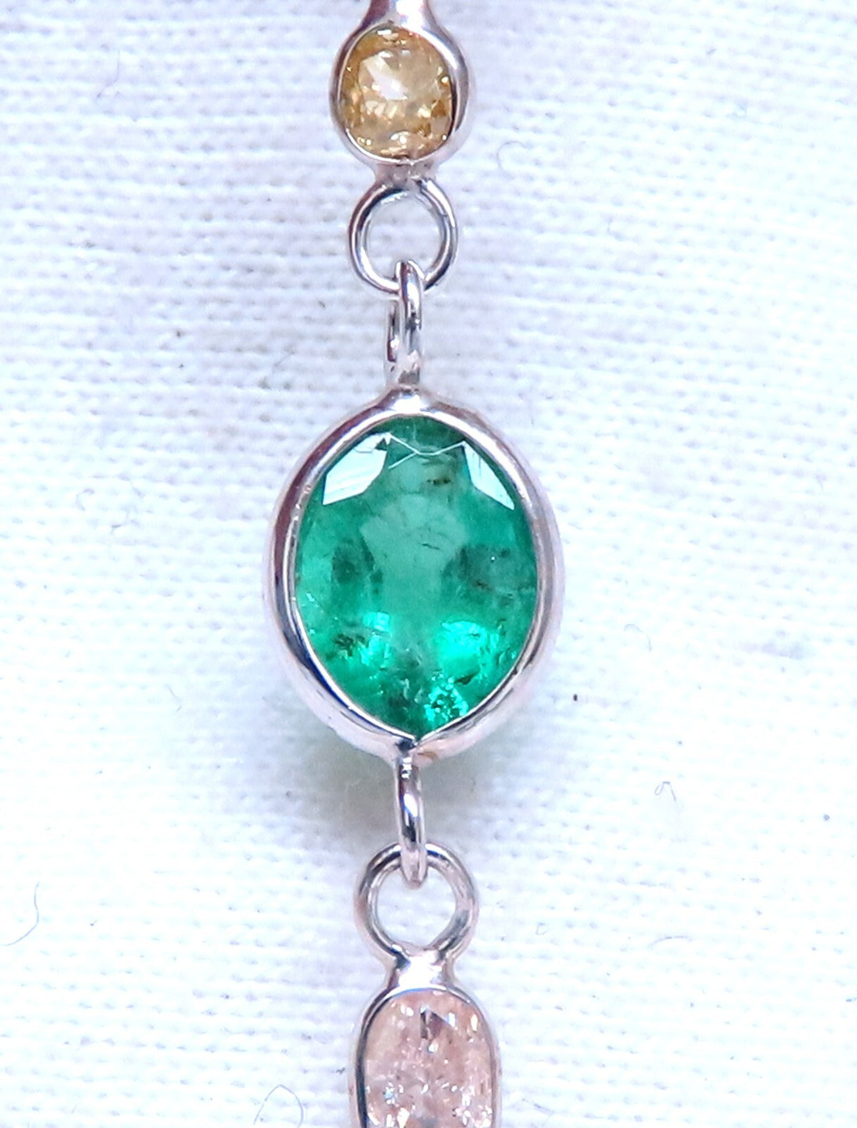 18.50ct. Natural Emeralds Diamonds Yard Necklace 14kt *v
