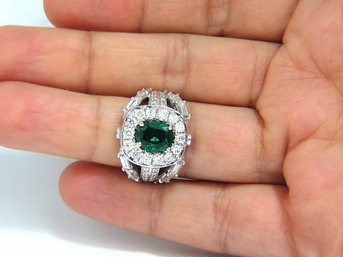 6.00ct natural vivid bright green emerald diamonds ring 14kt*v