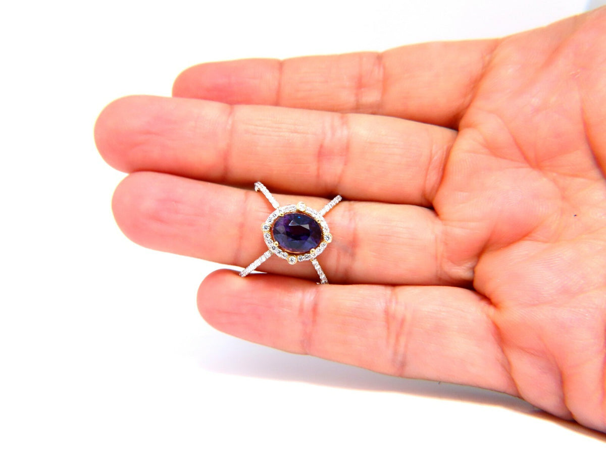 GIA Certified 3.96ct Natural Vivid purple sapphire diamonds ring *v