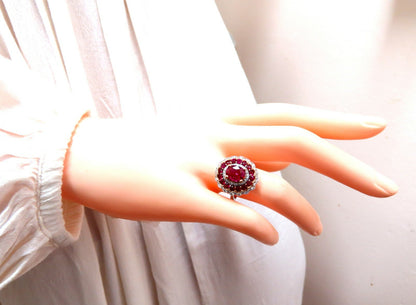 GIA Certified 4.06ct oval cut red No Heat Ruby diamonds Ballerina ring 14kt*V