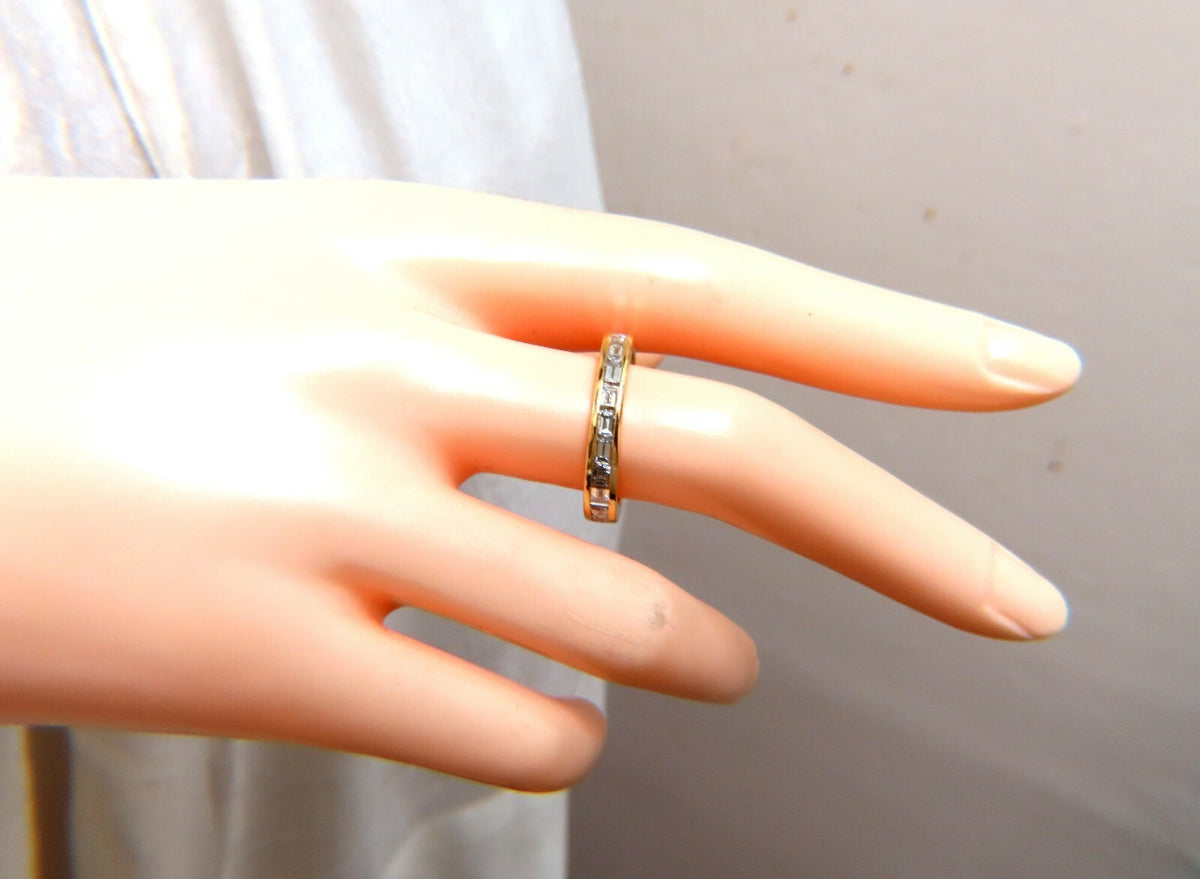 2.20ct. natural baguette diamonds eternity ring 14kt Gold 3.8mm size 8.5 *v