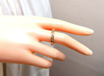 2.20ct. natural baguette diamonds eternity ring 14kt Gold 3.8mm size 8.5 *v