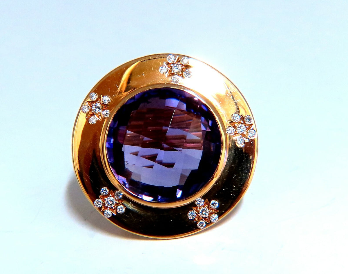 Designer Garavelli 17ct Natural Amethyst Diamonds Ring 18kt Italy *v