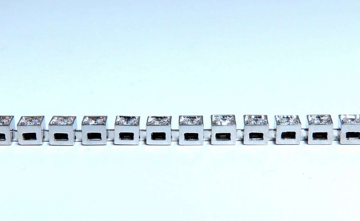 1.55ct Natural Diamonds Tennis Bracelet 14kt Gold Squared Box Bead Set *v