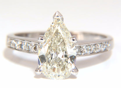GIA Certified 1.49ct Pear Shape diamond ring .20ct. round accents 14kt *v
