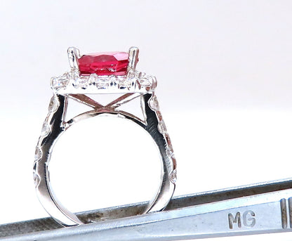 GIA Certified Natural No Heat Spinel 3.86ct Diamonds Cluster Ring 14Kt *v