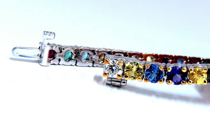 8.70ct natural ruby emerald sapphires diamond tennis bracelet 14kt gem line *v