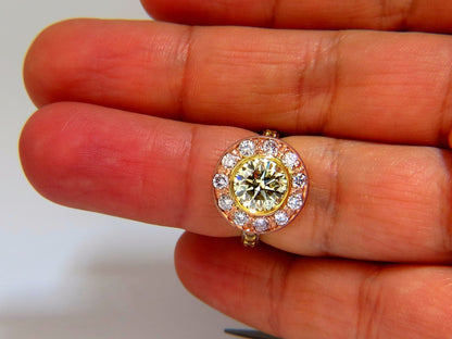 GIA certified 3.67ct Fancy Round Natural Diamond ring circular flush deck*v