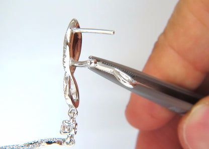 5.50ct NATURAL ROUND DIAMONDS SWIRL CIRCLE DANGLE EARRINGS 18KT MUSICAL *v