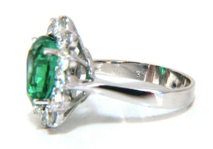 GIA Certified 4.40ct Natural Green Emerald Diamonds Ring 18kt Halo 12351 *v