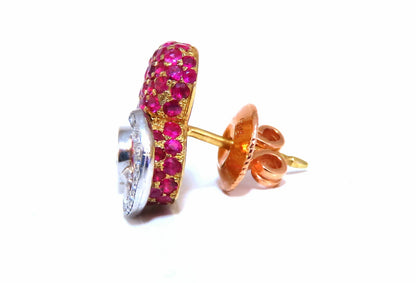 1.44ct natural Ruby diamonds heart earrings 14kt yellow gold *v
