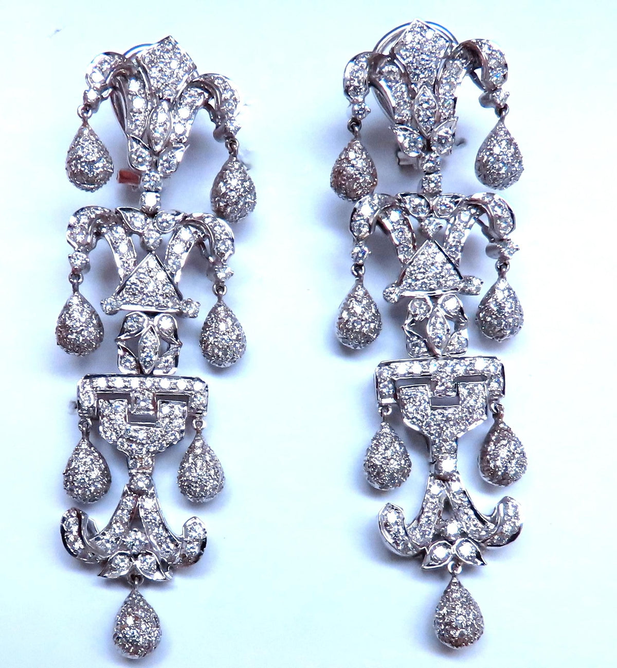 7ct Natural Diamonds Dangle Earrings 18kt gold 12531 *v