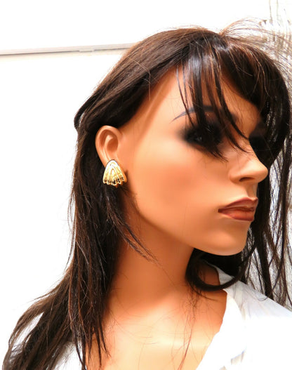 14kt Gold Textured Iconic Clip Earrings & Omega *v