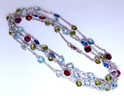 80ct Natural Aquamarine Peridot Garnet Tourmaline Necklace 14kt 12520 *v