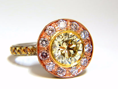 GIA certified 3.67ct Fancy Round Natural Diamond ring circular flush deck*v