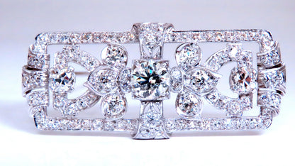 GIA Certified Natural Diamond Vintage Deco Pin Brooch Platinum 12418 *v