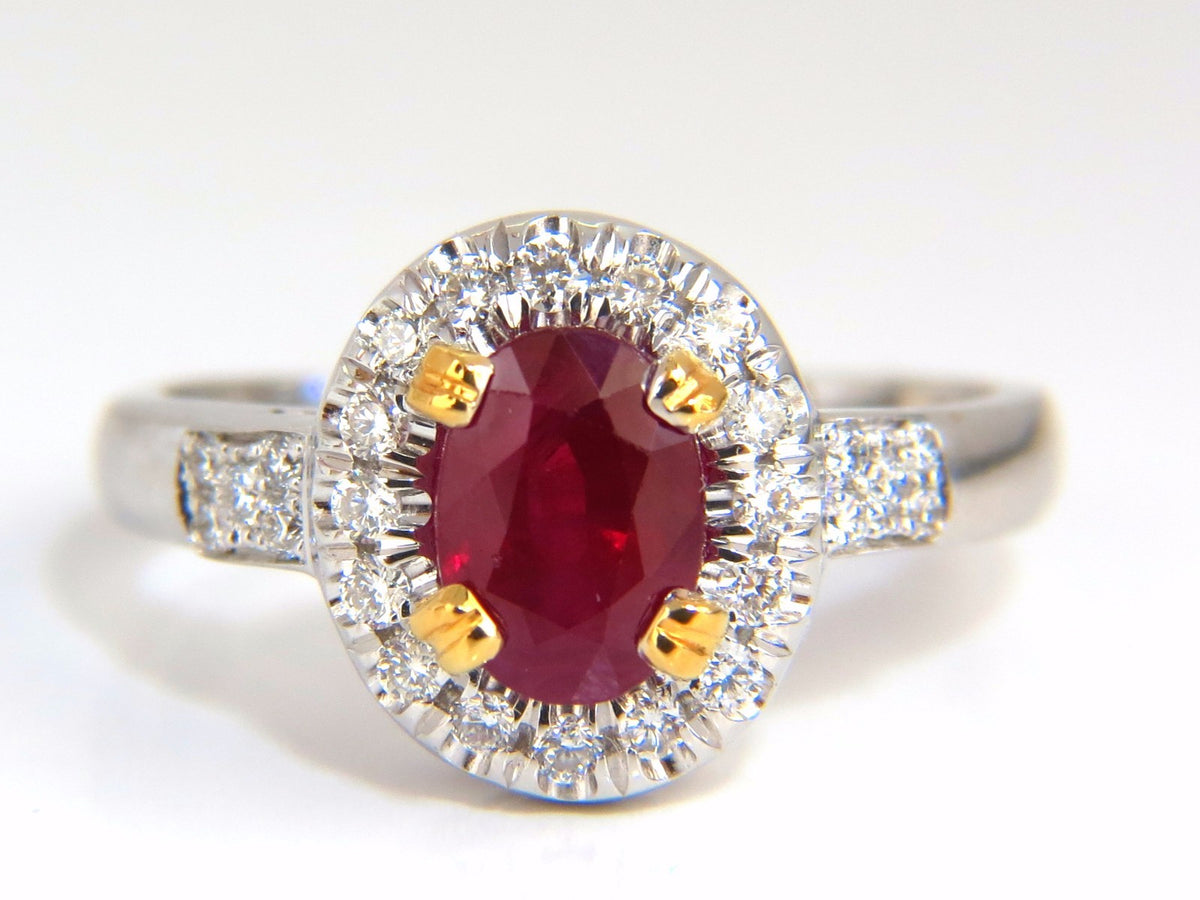 GIA Certified 1.63ct Burma Natural Ruby Diamond Ring 18kt Vivid Red *v