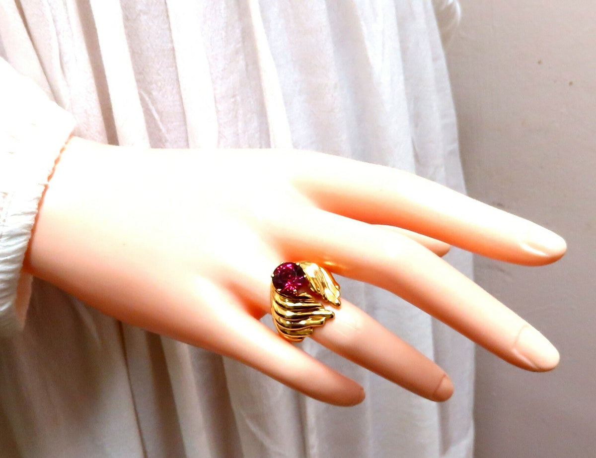 2.02ct Natural Tourmaline Solitaire Ring 14kt Eagle Wing Wrap *v