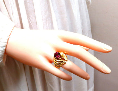 2.02ct Natural Tourmaline Solitaire Ring 14kt Eagle Wing Wrap *v