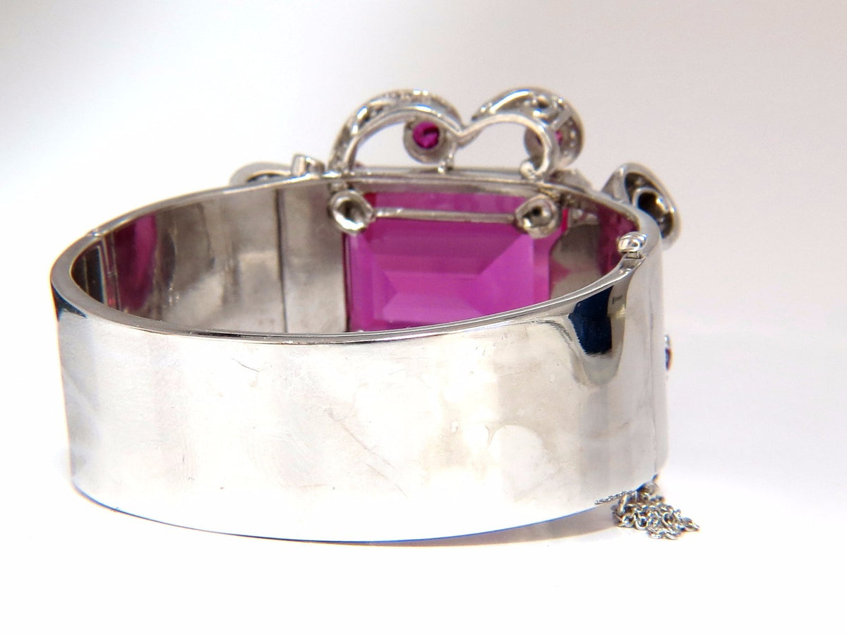 GIA Lab Pink Sapphire Diamonds Ruby Bangle Bracelet Parisian Posh Deco *v