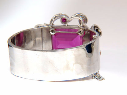 GIA Lab Pink Sapphire Diamonds Ruby Bangle Bracelet Parisian Posh Deco *v