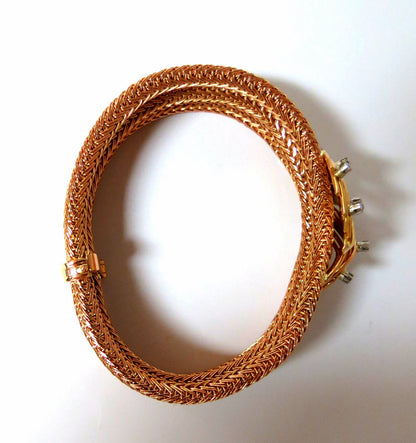 Vintage Argentina Republic 18kt Flex Mesh Tubular .50ct. Diamonds Bracelet *v