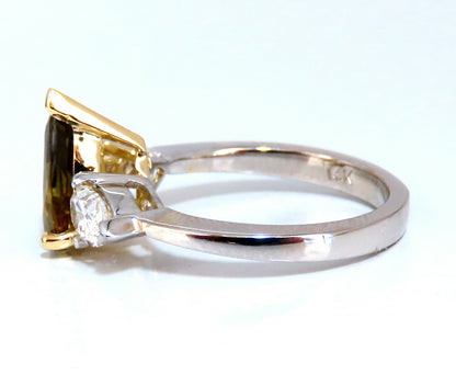 GIA Certified 2.04ct Natural No Heat Yellow Brown Sapphire Diamonds Ring 14kt *v