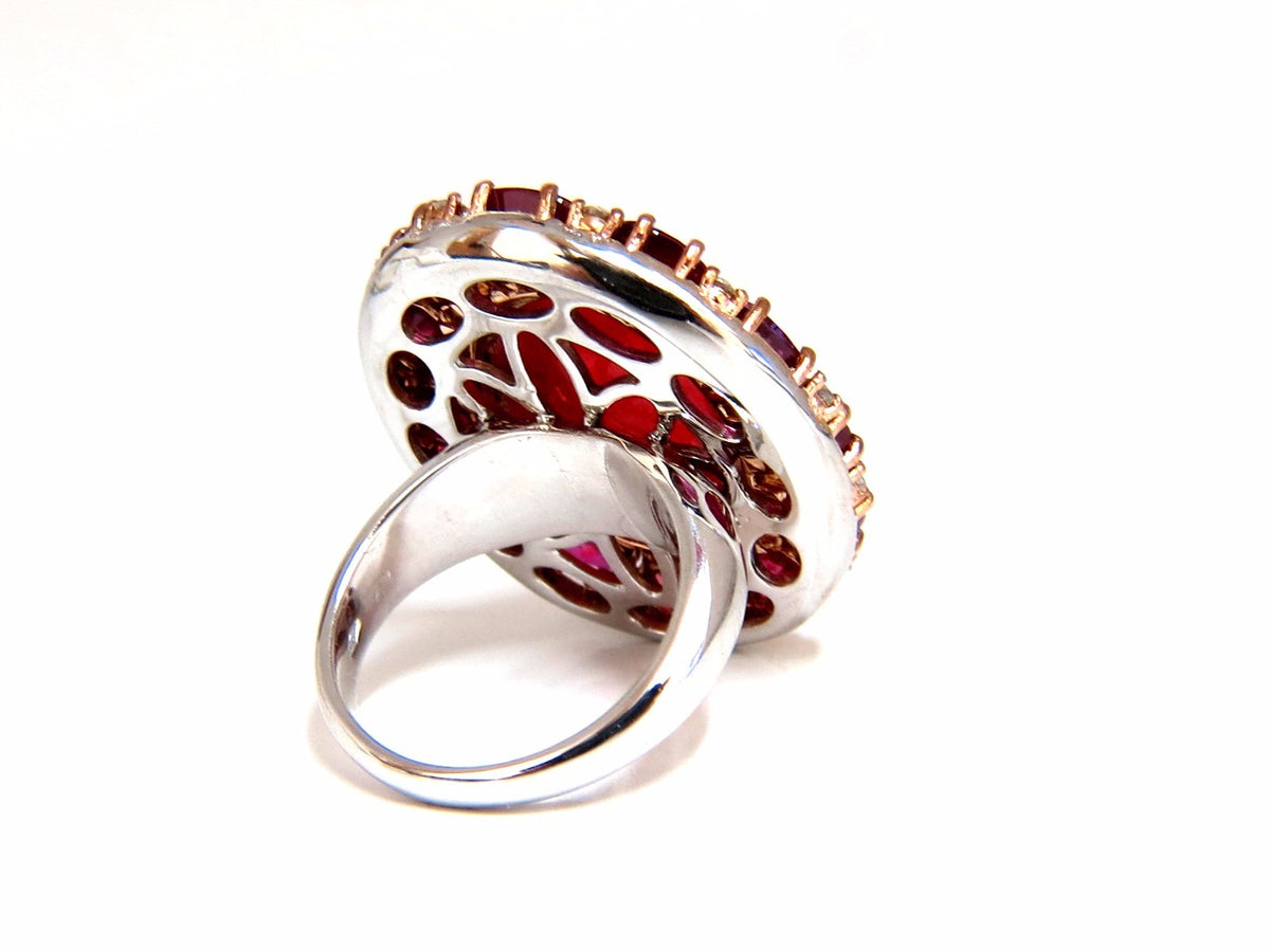 GIA Certified 20.30ct Natural Rhodonite Ruby Diamonds cluster ring 18kt *v