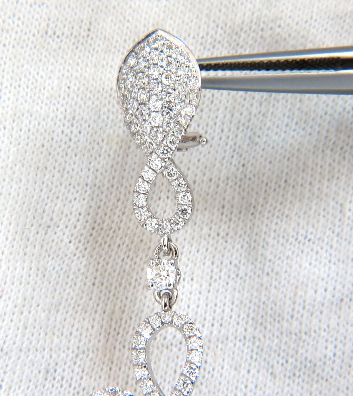 5.50ct NATURAL ROUND DIAMONDS SWIRL CIRCLE DANGLE EARRINGS 18KT MUSICAL *v