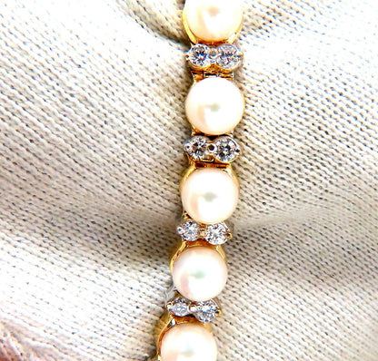 3.03ct Natural Akoya Pearls & Diamonds Riviera Necklace 14kt *v