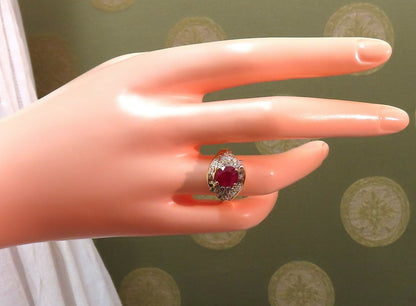 GIA Certified 4.08ct Burma Red Ruby Diamonds Ring 18 Karat *v
