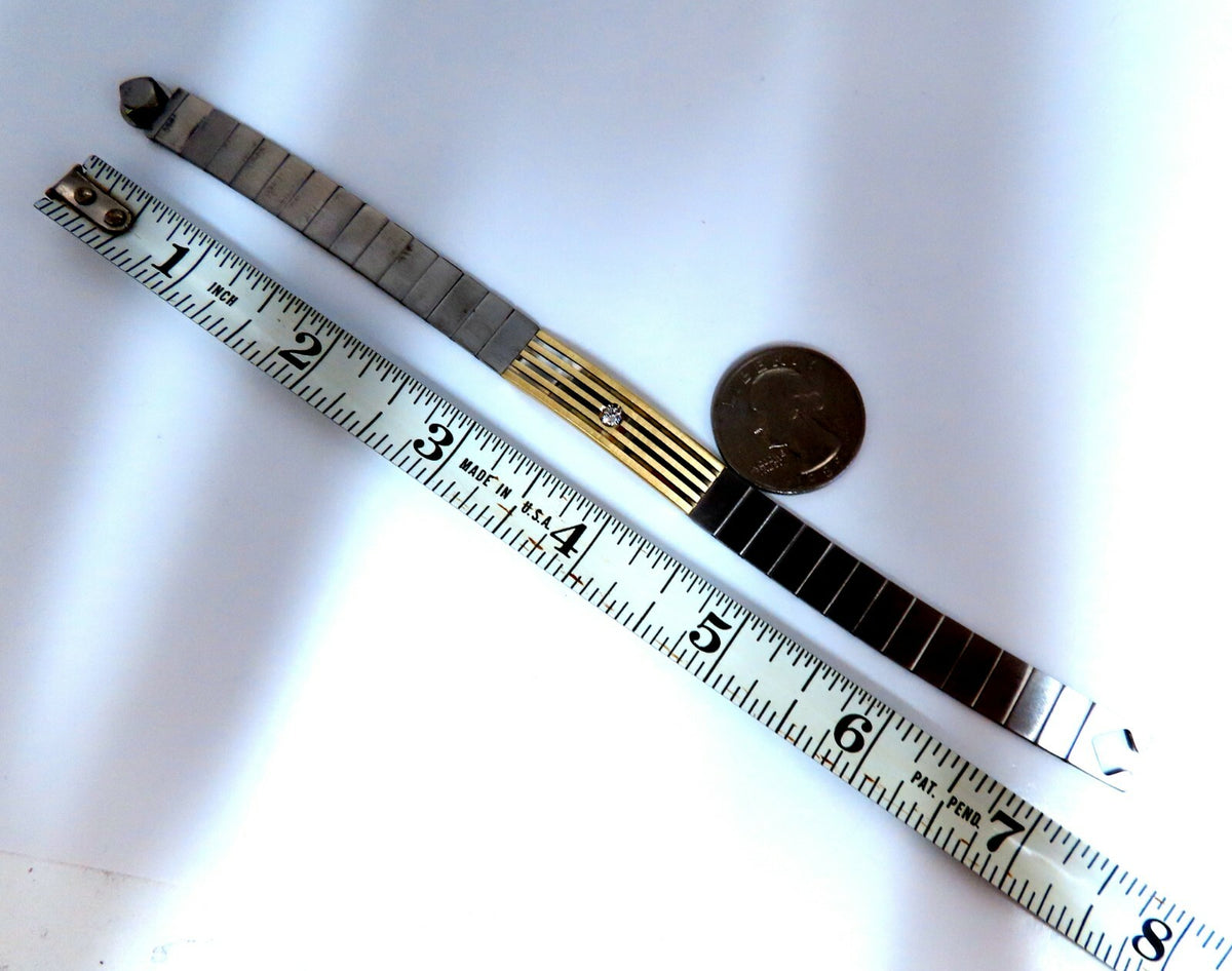 1980's Retro Mod 18kt Stainless Steel Diamond Bracelet *v