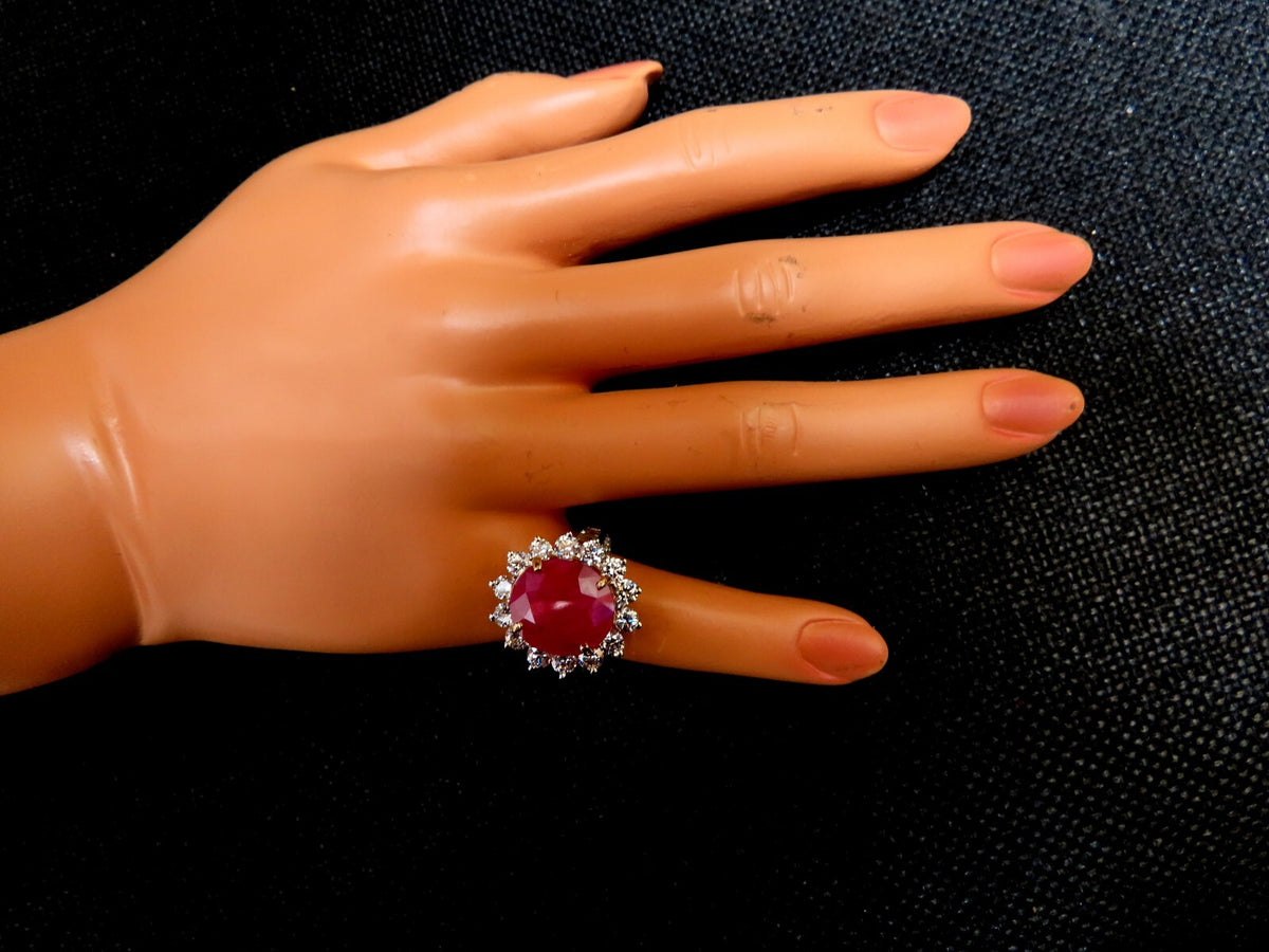 GIA Certified 16.37ct natural Ruby Diamonds Ring 14kt *v