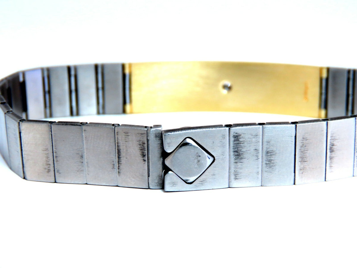 1980's Retro Mod 18kt Stainless Steel Diamond Bracelet *v