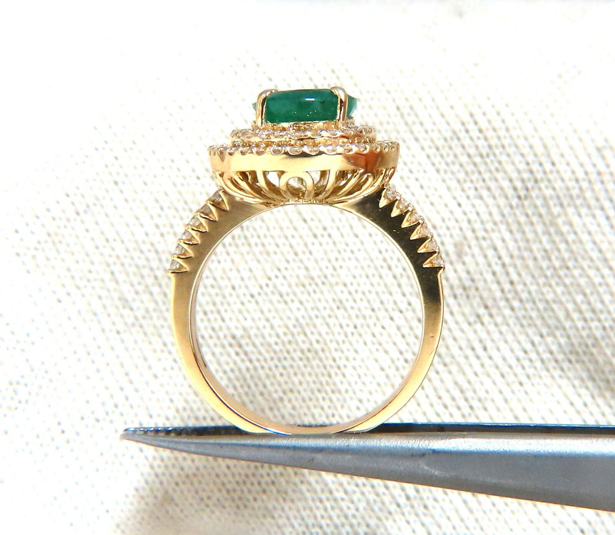2.93ct Natural Emerald Diamonds Double Halo Ring 14kt *v