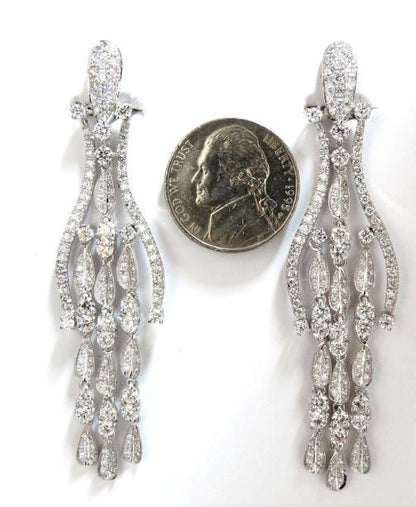 6.00ct natural diamonds modern dangle petal chandelier earrings 18kt 12321 *v