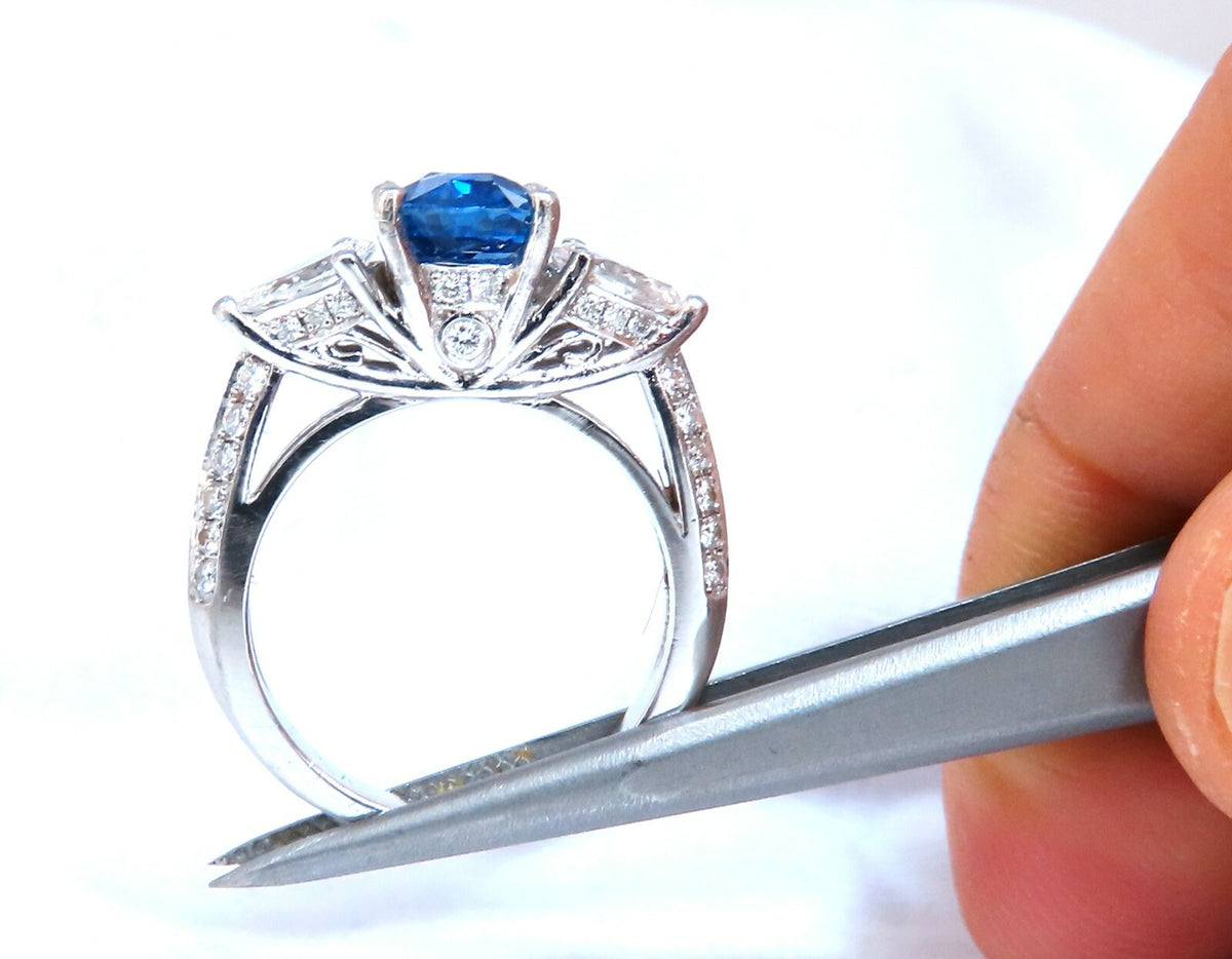 GIA Certified 2.13ct Natural Sapphire Diamonds Ring Platinum*v