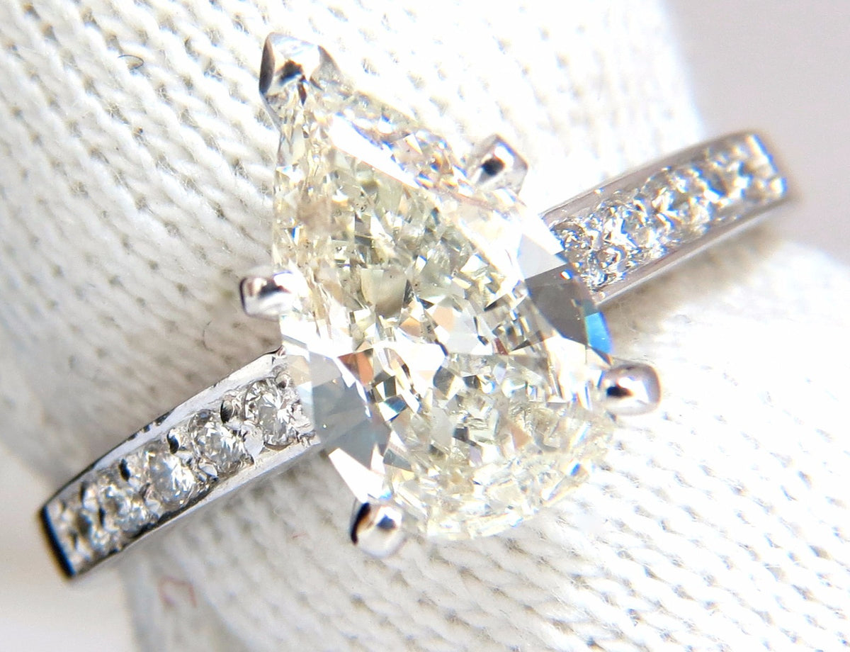 GIA Certified 1.49ct Pear Shape diamond ring .20ct. round accents 14kt *v